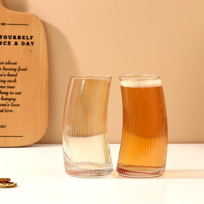 17.2oz Beer Glasses Set of 4, Large Beer Mugs for Freezer, Craft Pint Glasses, Unique Pub Hand Blown Drinking Glasses for IPA, Pilsner,Gifts for Christmas - Image 3