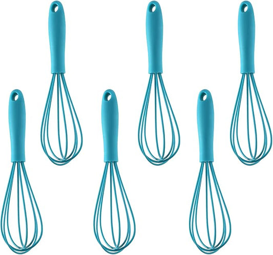6Pcs Silicone Whisk, Mini Whisk Set, Small Whisks For Cooking, Hand Milk Frothers, For Non-Stick Cookware,Egg Beater Perfect For Blending,Whisking,Beating,Frothing & Stirring (Blue)
