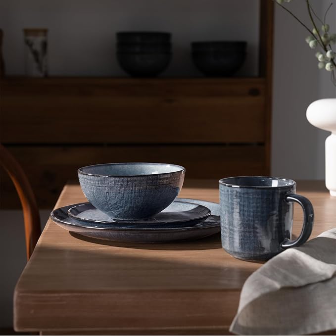 famiware Moonlight Coffee Mug Set of 4, 14oz Mug Set with Linen Finish, Coffee Cup Set with Handle for Latte, Cappuccino, Tea, Hot Cocoa, Microwave and Dishwasher Safe, Dark Blue - Image 7