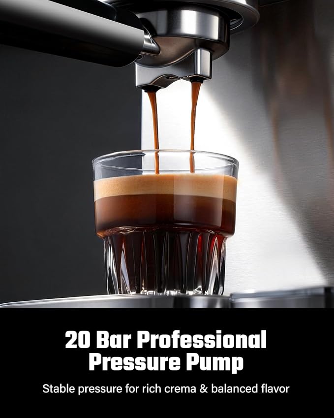 KIDISLE 20 Bar Espresso Machine with Auto Milk Frother & Touchscreen, 1350W | Dual Boiler 1350W Brew +1000W Froth, Pre-Infusion Rich Crema, 44oz Water + 24oz Milk, 3-in-1 Espresso, Cappuccino, Latte - Image 2