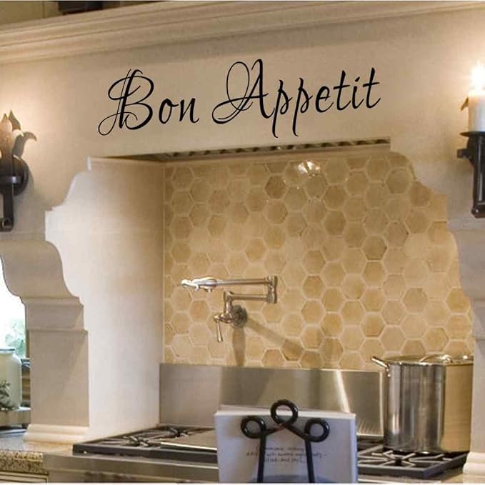 Bon Appetit Italian Vinyl Wall Decal for Dining Room Kitchen(Black,6" h x22 w) by BATTOO