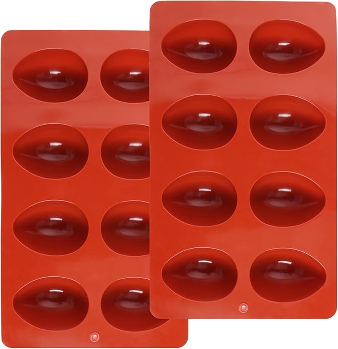 2 Pack Silicone Egg Molds 8 Cavity Easter Silicone Candy Mold 3D Egg-Shaped Silicone Baking Mold for Chocolate, Jello, Mini Cakes, DIY Desserts, Candy, Ice, Pudding, Baking (2, Brick Red) by Unknown