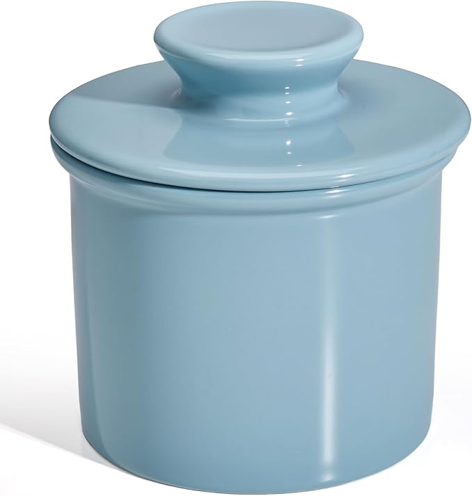 Sweese Counter with Water Line for Fresh Spreadable Butter - French Butter Keeper with Lid - Housewarming Gift For The One Who Has It All - Bluish Grey by Sweese