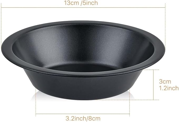 4-Pack 5 Inch Carbon Steel Tart Pans | 4-pack, 5-inch, Carbon steel, Nonstick, Round tart/pie, Even heating, Quiche/fruit pie/cake, Oil brush included - Image 2