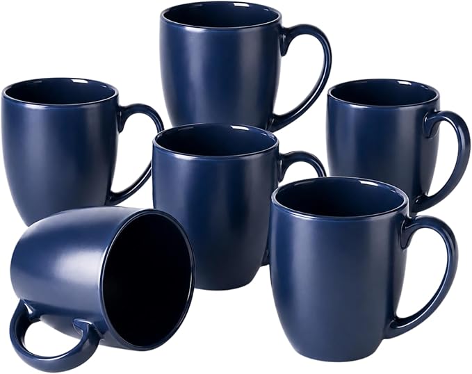GBhome 16 oz Coffee Mug Set of 6, Large Ceramic Coffee Mugs for Men Women | Modern Stoneware Coffee Mugs Set with Handle for Tea/Latte/Cappuccino/Milk/Cocoa, Dishwasher & Microwave Safe by GBhome