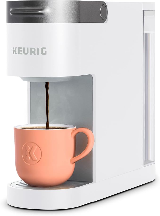 Keurig K-Slim Single Serve K-Cup Pod Coffee Maker, Multistream Technology, 3 Brew Sizes, Slim and Sleek Design, 46oz Removable Reservoir, White | Multistream Technology, 3 Brew Sizes, Sleek Design, Removable Reservoir by Keurig