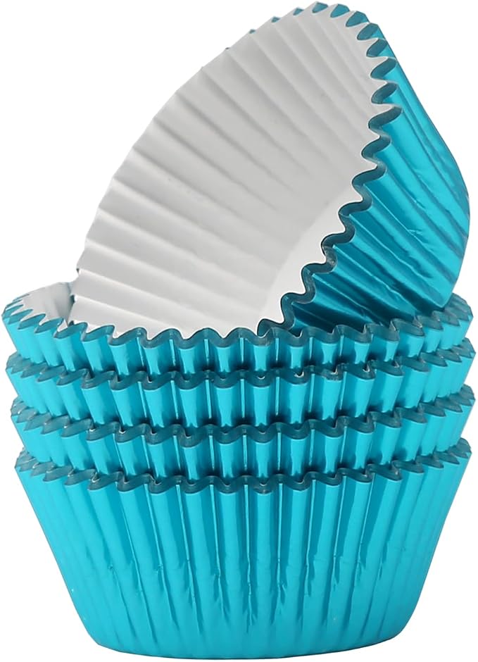 Standard Aqua Blue Foil Cupcake Liners Muffin Baking Cups for Party and More, 100-Count - Image 3