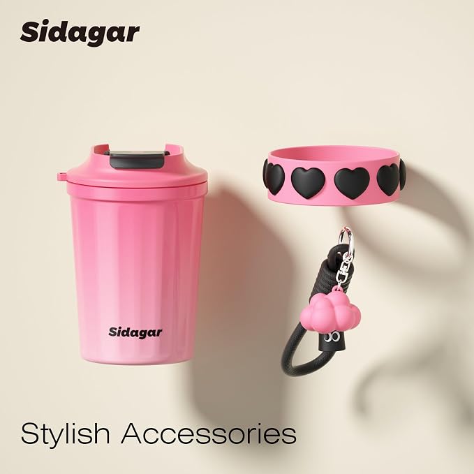 SDGA+ 12 oz Travel Coffee Mug Spill Proof Leak Proof, Stainless Steel Thermal Coffee Cup with Lid, Resuable Cup for Hot and Cold, Portable Tumbler for Women, Pink - Image 5
