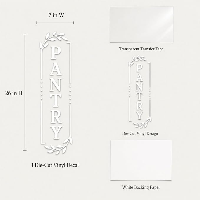 Pantry Door Lettering Vinyl Decal: White 7 x 26 Inch Vertical Design | Tall PANTRY Lettering Adds A Distinct Farmhouse Accent To Smooth Dark-Colored Doors - Image 5