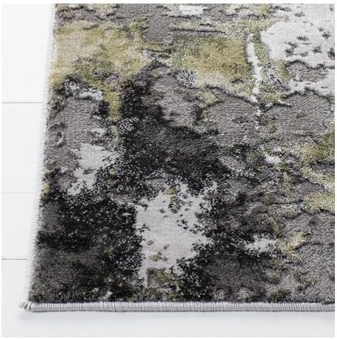SAFAVIEH Craft Collection Area Rug - 5'3" Square, Grey & Green, Modern Abstract Design, Non-Shedding & Easy Care, Ideal for High Traffic Areas in Living Room, Bedroom (CFT820Y) - Image 3