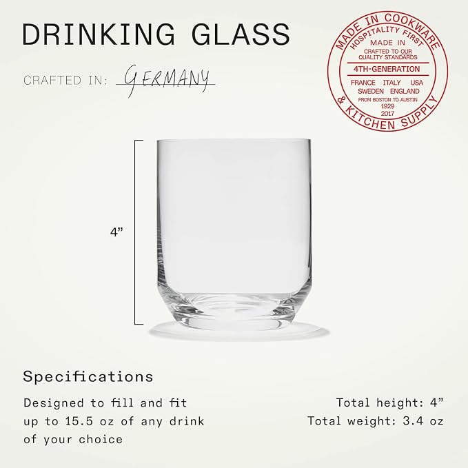 Made In Cookware - Drinking Glasses - 15 oz - Set of 4 - Made of Ultra-Durable Crystal - Crafted in Germany - Image 5