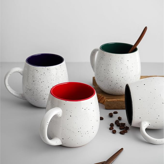 LIFVER 20 Ounces Coffee Mugs Set of 4, Large Ceramic Coffee Mugs with Handles for Coffee Tea Hot Cocoa, Espresso Cups Gifts for him her, Jumbo Soup Mugs Set of 4 - Image 9