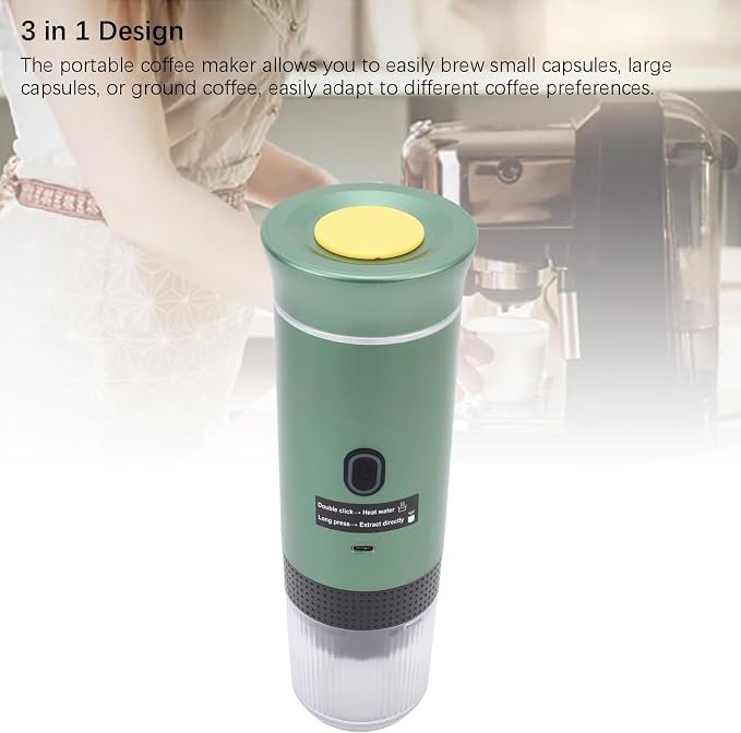 LICAEVEY Portable Capsules Coffee Maker, 72W Automatic Coffee Machine, Ground Maker for Travel Home, 120ML Cup Full Outdoor (Green) - Image 4
