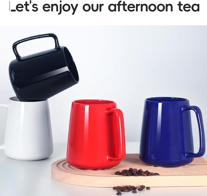 24 OZ Large Coffee Mug, Nice Ceramic Tea Cup with Big Handle for Dad Men Women, Unique Style For Any Kitchen, White - Image 7