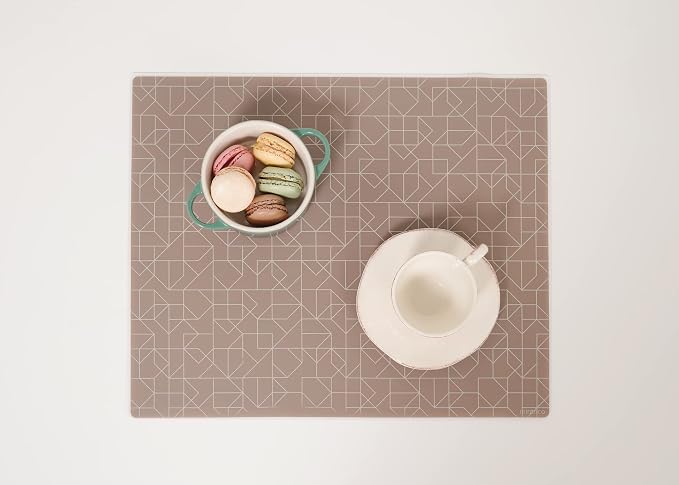 Mintrico placemat for Dining Table Set of 2 Silicone Heat Resistant Non Slip (Brown) - Image 6
