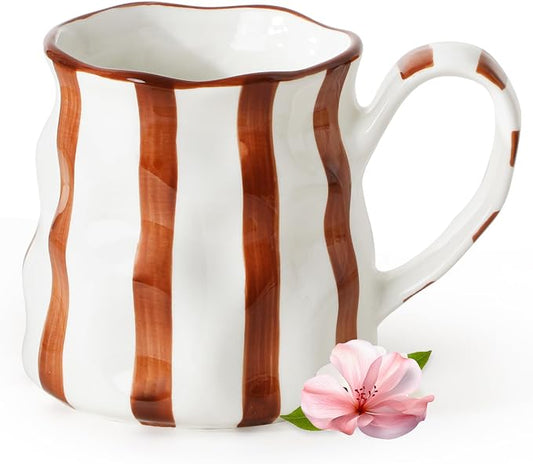 Ceramic Mug,14 oz Cute Mug,Cute Coffee Mug,Large Mug,Ceramic Coffee Mug,Hand-Painted Coffee Cup (Brown) by MithrgrousLife