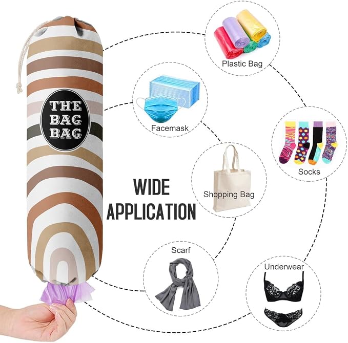 Boho Pattern Grocery Bags Holder and Organizer, Wall Mount Plastic Bags Storage Container Dispenser, Kitchen Gifts For Women Family Grandma Mom (H-26) - Image 4