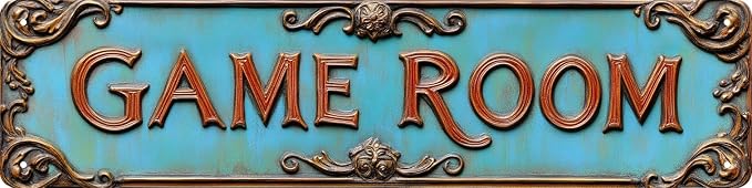 Kexle Vintage Metal Wall Decor Sign 'GAME ROOM' - 4 x 16 inches, Tin, Retro Style, Bar & Home Decor by Unknown