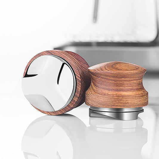 53mm Premium Barista Coffee Tamper, Durable 304 Stainless Steel Base, Adjustable Depth 53mm Coffee Distributor, Durable Pear Wood Handle