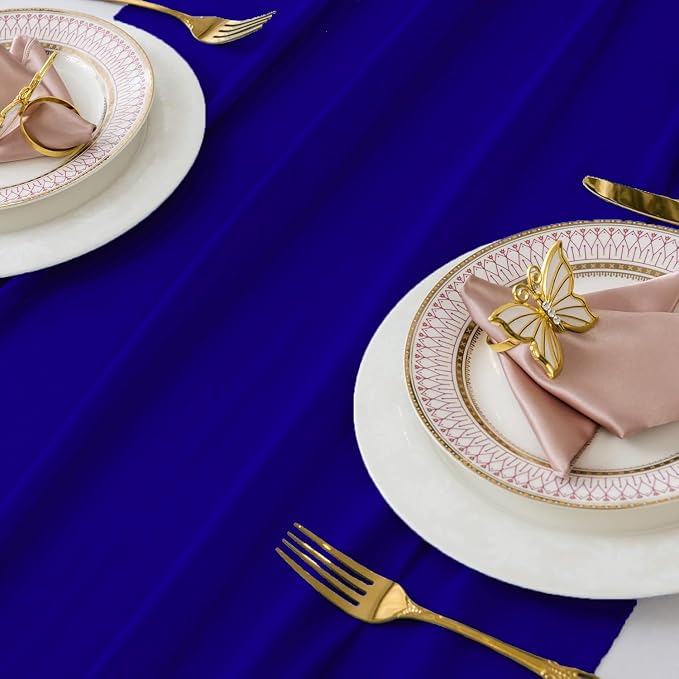Pack of 10 | Royal Blue | 14ft Chiffon Table Runner 29x170 Inches Long Romantic Rustic Sheer Gauze Runner for Wedding Bridal Shower Birthday Banquets Engagement Spring Easter Boho Decorations - Image 4