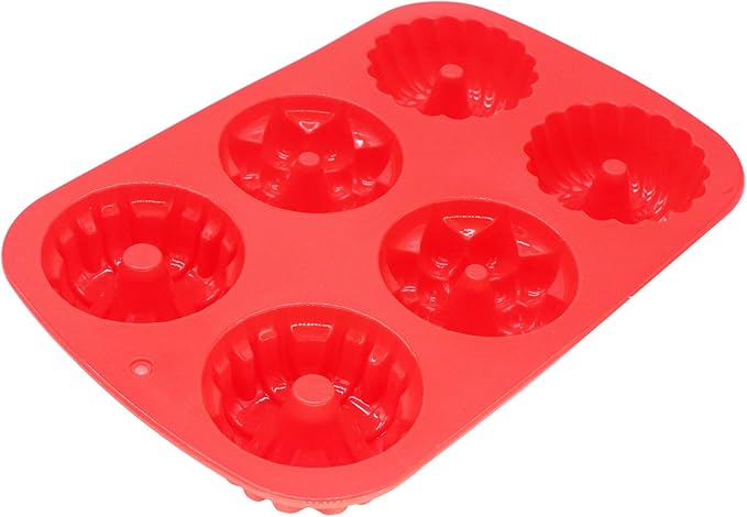 X-Haibei Mini Cake Pan Silicone Mold, 6-Cavity Round Donut Dessert Mold for Baking, Jello, Ice Cream, Chocolate, Soap Bars - Non-Stick Flexible Cupcake Sized