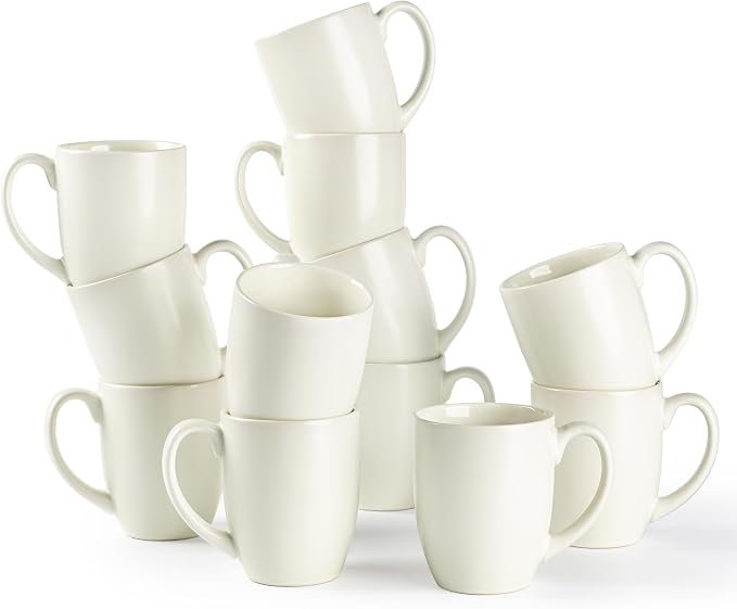 AmorArc 12 OZ Coffee Mugs, Matte Coffee Cups with Large Handle for Man, Woman, Ceramic Coffee Mugs Set of 12 for Latte/Cappuccino/Cocoa/Milk, Dishwasher & Microwave Safe by AmorArc