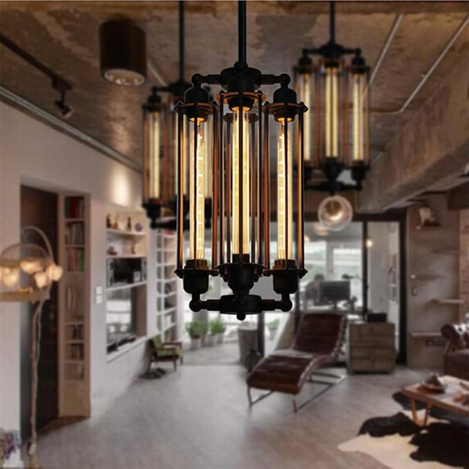 Industrial Steampunk Chandelier Vintage Pendant Light Loft Ceiling Fixture for Country Hotel Restaurant Bar Creative Ceiling Lamp(4 Heads) - Image 5