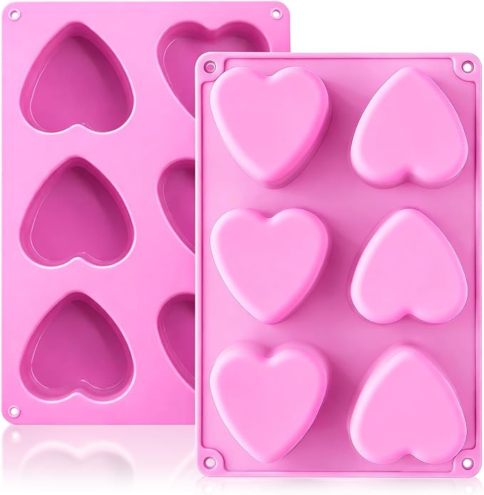 HKNMTT Heart Silicone Molds Valentine's Day for Baking Cake Chocolate Cocoa Bomb, Love Shaped Jello Chocoflan Oreo Moulds, 6 Cavity 2 Pack Soap Craft Oven Safe DIY Handmade Gift Pan by HKNMTT