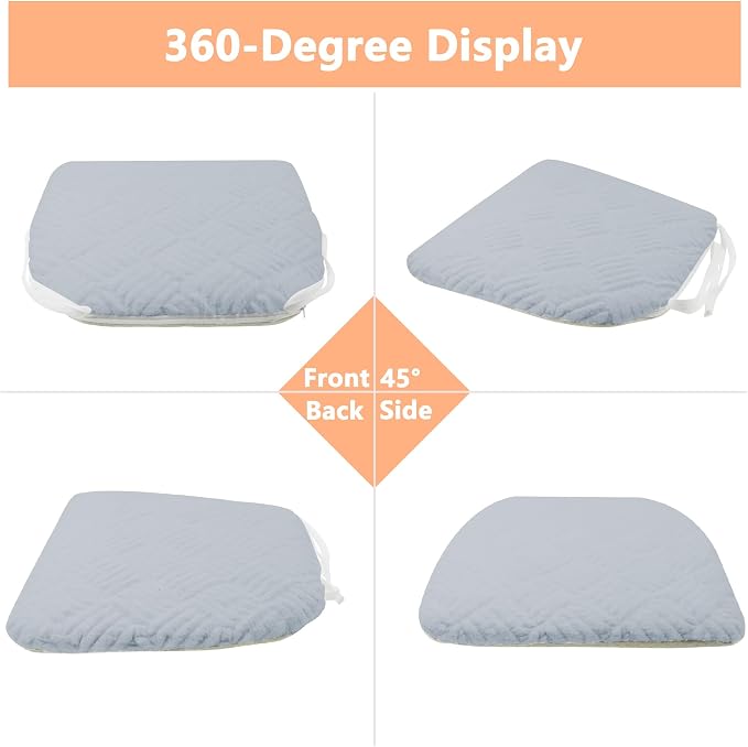 Plush Chair Cushion, Oval Chair Cushion Pad,Ultra Soft Nonslip Seat Pad,Comfortable Chair Cushion Cover,2PCS Memory Foam Chair Seat Cushion for Home Office Kitchen Dining Chairs Baby Blue - Image 5