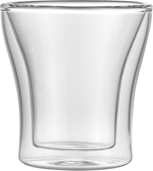 Restaurantware-Forma Professional 3.4 oz Double Wall Shot Glasses, 12 Insulated Espresso Cups - Dishwashable, Reusable, Clear Glass Coffee Cups, Freezable, For Hot Or Cold Beverages