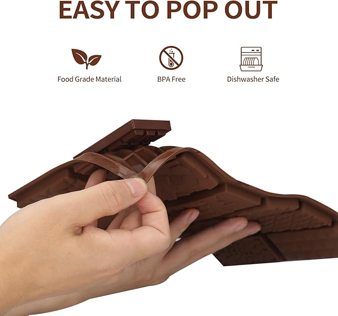 Chocolate Molds, 2Pcs Mini Silicone Chocolate Bar Mold with 100Pcs Bags, Break Apart Non-stick Small Chocolate Candy Bar Molds Wax Melt Molds for Chocolate Bar
