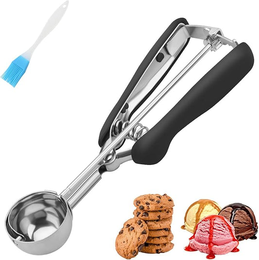 Small Cookie Scoop 1 Tablespoon, Size #60 Cookie Dough Scoop, Stainless Steel Ice Cream Scooper with Trigger Release, for Baking Small Cookies, Meatballs, Melon Balls