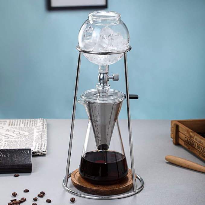 600ML Cold Brew Drip Tower Coffee Maker, Reusable Transparent Borosilicate Glass Iced Coffee Maker for Cafe Home Kitchen