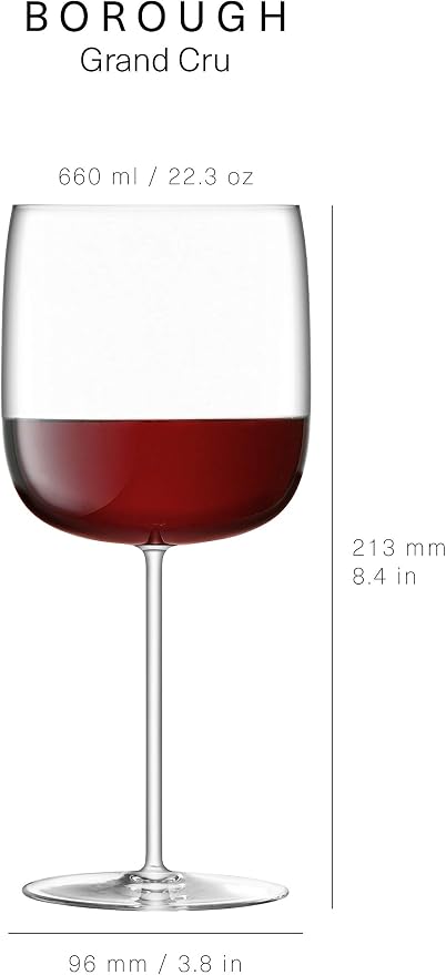 LSA International Borough Grand Cru Wine Glasses 22 oz, Set of 4, Luxury Elegant Crystalline Drinking Glassware - Image 3