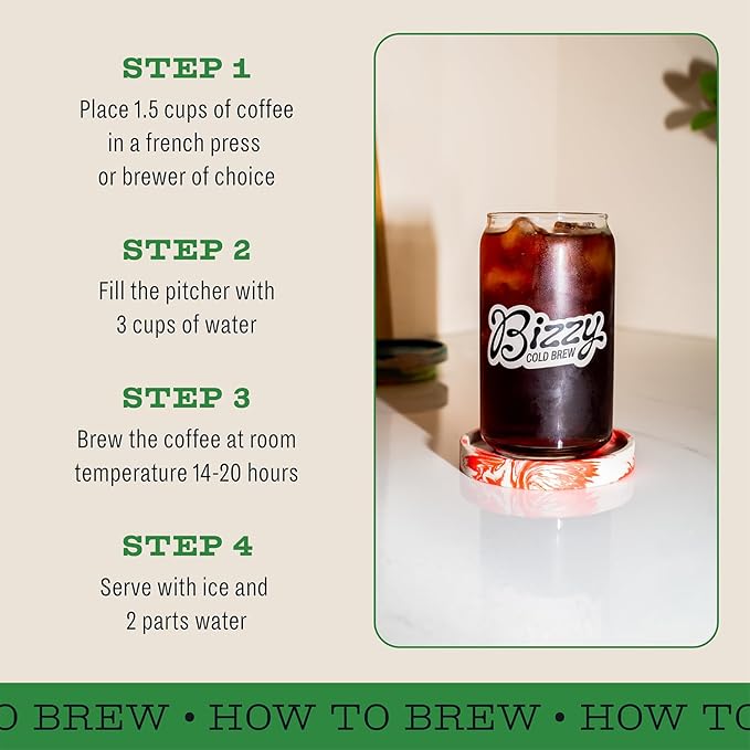 Bizzy Organic Cold Brew Coffee | Espresso Blend | Coarse Ground Coffee | Medium-Dark Roast | Micro Sifted | Specialty Grade | 100% Arabica | 1 LB (Pack of 2)
