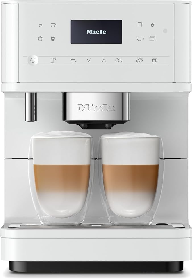 Miele CM 6160 MilkPerfection Automatic Coffee Machine - OneTouch for Two, AromaticSystem, 4 individual profiles, DoubleShot, WiFi-compatible, LED lighting, easy cleaning, in Lotus White by Unknown