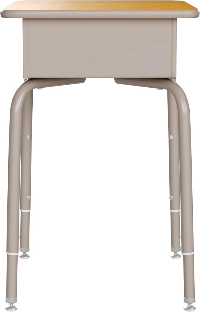 Flash Furniture Billie Student Desk - Maple Open Front School Desk - Silver Metal Frame - 24"W x 18"D Adjustable Height, Durable for School or Remote Learning - Image 8
