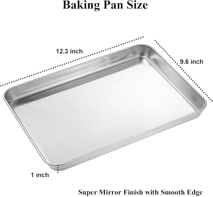 Wildone Baking Sheet with Silicone Mat Set, Set of 4 (2 Sheets + 2 Mats), Wildone Stainless Steel Cookie Sheet Baking Pan with Silicone Mat, Size 12 x 10 x 1 inch, Non Toxic & Heavy Duty & Easy Clean - Image 2