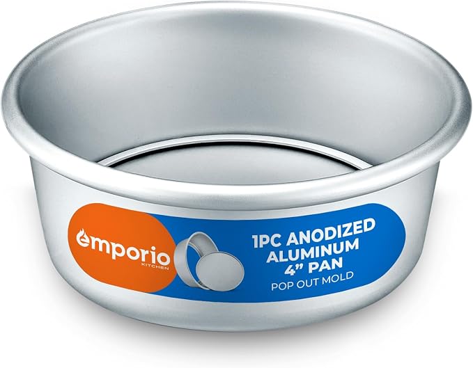 Emporio Kitchen Baking Pan - Anodized Aluminum Round Cheesecake Pan 4’', Pressure Cooker and Air Fryer Compatible, Recipe Booklet Included, PFAS, CFC, PTFE, or PFOA Free, Oven Safe (Up To 500° F) by Unknown