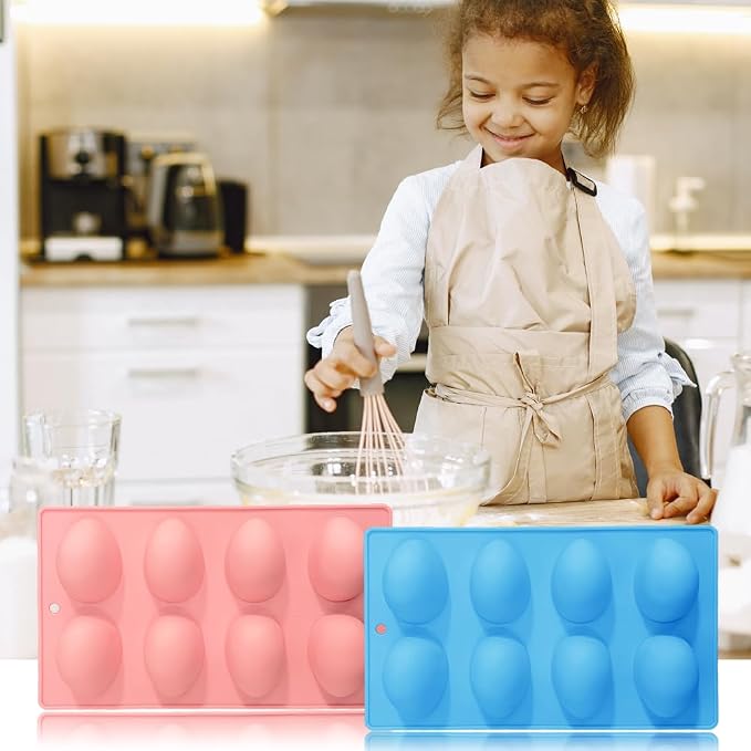 3 Pack 3D Easter Egg Silicone Molds, 8 Cavity Egg Shape Non-stick Baking Molds Tray DIY Baking Tool for Easter Chocolate Cake Dessert Muffin Mousse Pastry Handmade Soap Crayons - Image 5
