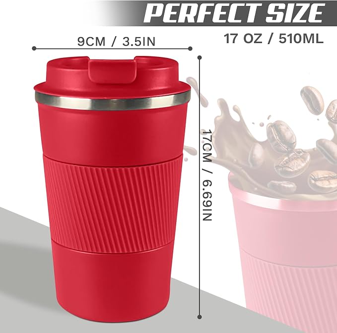 Vacuum Insulated Stainless Steel Travel Coffee Mug,Leak Proof Cup with Lid | 304 stainless steel mug with vacuum insulation, leak proof lid, silicone grip and car cup holder friendly design - Image 4