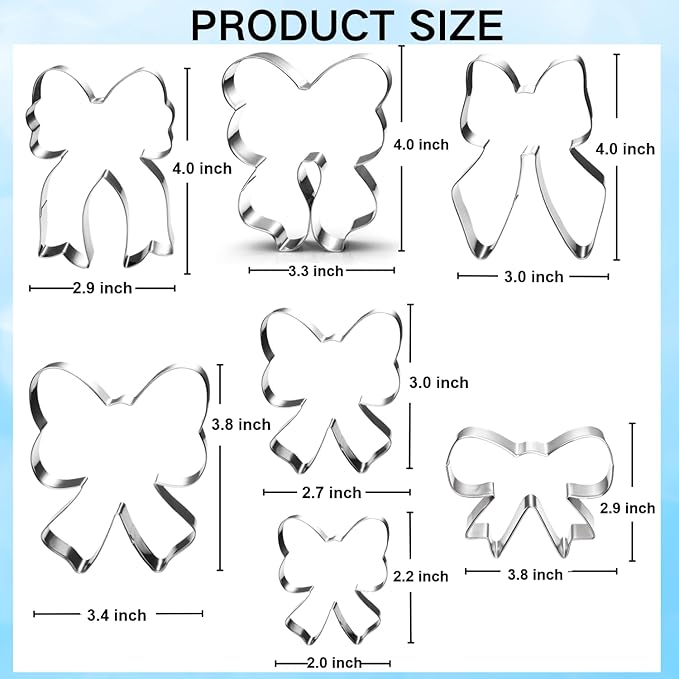 Bow Cookie Cutter Set-7 Piece-2.2" to 4.0"-Dishwasher Safe - Metal Cookie Cutter for Baking - Perfect for Baby Shower, Birthday, Wedding, and Graduation Cookies