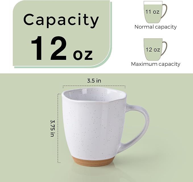 AmorArc 12oz Ceramic Coffee Mugs set of 6, Stylish Coffee Mugs with Rustic Terracotta Underside for Man, Woman, Dad, Mom, Suitable for Latte/Cappuccino/Milk/Cocoa. Dishwasher&Microwave Safe, White - Image 2