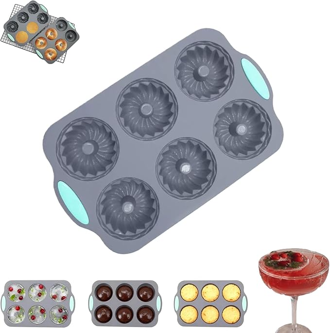 Christmas Wreath Ice Mold Silicone Tray - 6 Hole DIY Holiday Baking Pan for Festive Drinks, Chocolate Making - Easy Release & Clean, Cold & Heat-Resistant Reusable for DIY Crafts, Desserts (Style4)