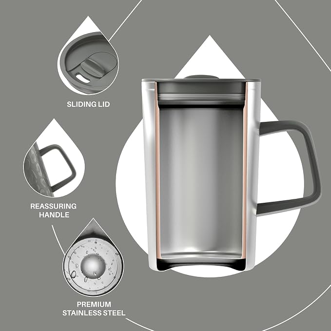 Ideus 16 oz Insulated Stainless Steel Coffee Mug with Lid, Leopard Gray | Perfect for home, office, or daily use| Easy to clean wide mouth| Sweat-proof| On the go - Image 3