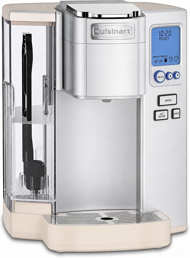 Cuisinart Coffee Maker, Single Serve 72-Ounce Reservoir Coffee Machine, Programmable Brewing & Hot Water Dispenser, Stainless Steel, Cream by Cuisinart