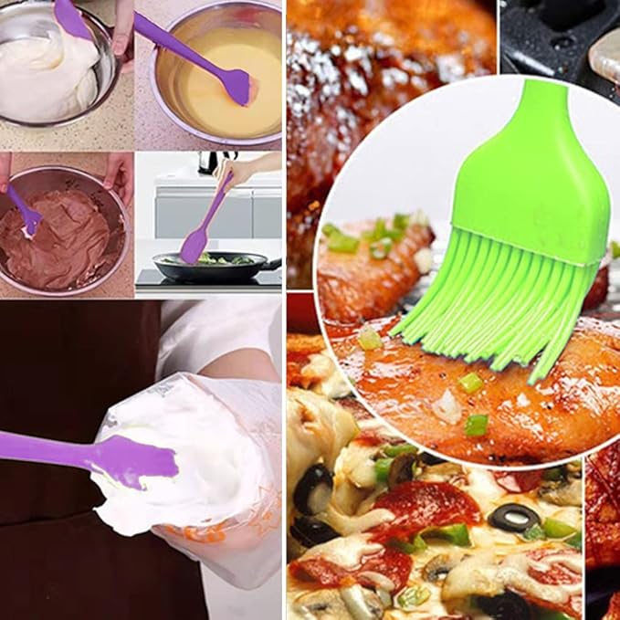 Collapsible Measuring Cups and Spoons Set,Markings for Liquid & Dry Measuring-Silicone Whisk,silicone spatula,Silicone funnel,Oil Brush,Food Grade Silicone Cooking Kitchen Utensils(13 Piece Set)