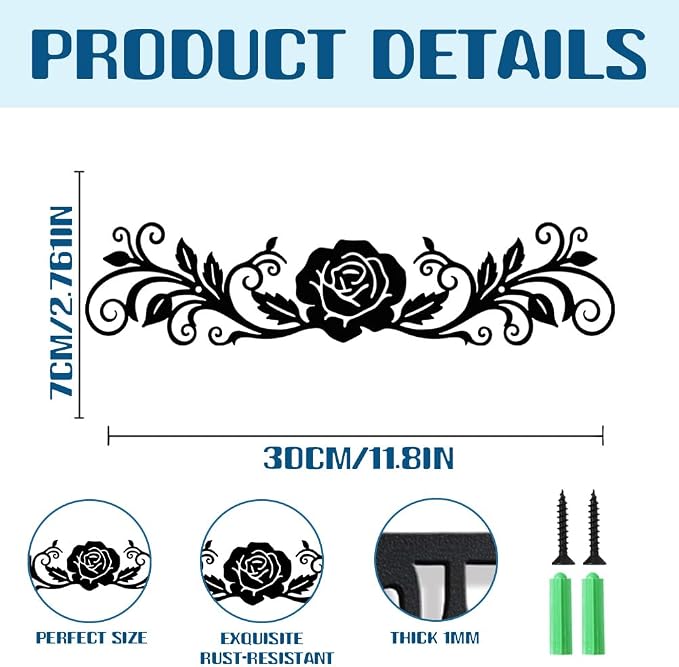 COMBLOOM Door Topper Sign Wall Art Decor, 11.8"x2.76" Metal Unique Hanging Above Door Frame Corner Accent for Home Living Room Front Door Hallway Bedroom Bathroom Entryway - Image 2