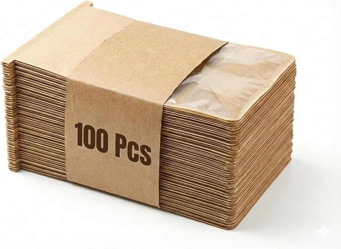 100 Pack Eco-Friendly Kraft Paper Bakery Bags with Clear Window, Reusable Tin Tie Tab Lock for Sealed Freshness, Baked Goods Packaging for Gifting and Bake Sale Small(5.1 * 11 * 3.9Inches) - Image 7