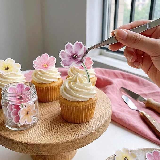 52-Piece Edible Multicolor Chamomile Daisy Cake Decorations – Assorted Colors, Flower Cupcake Toppers, Icing Decor for Birthday Parties, Baby Showers, Cookies, and Desserts - Image 5